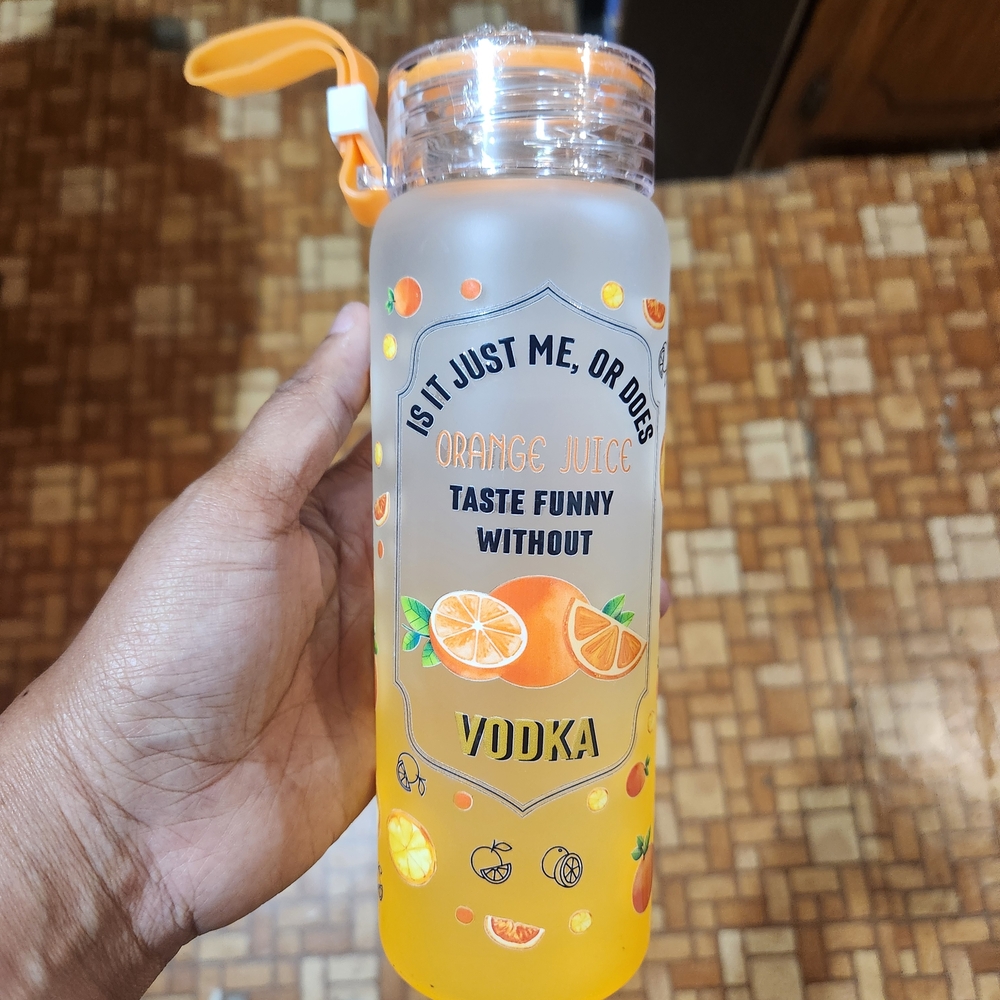 Orange Juice Themed 18oz Water Bottle
